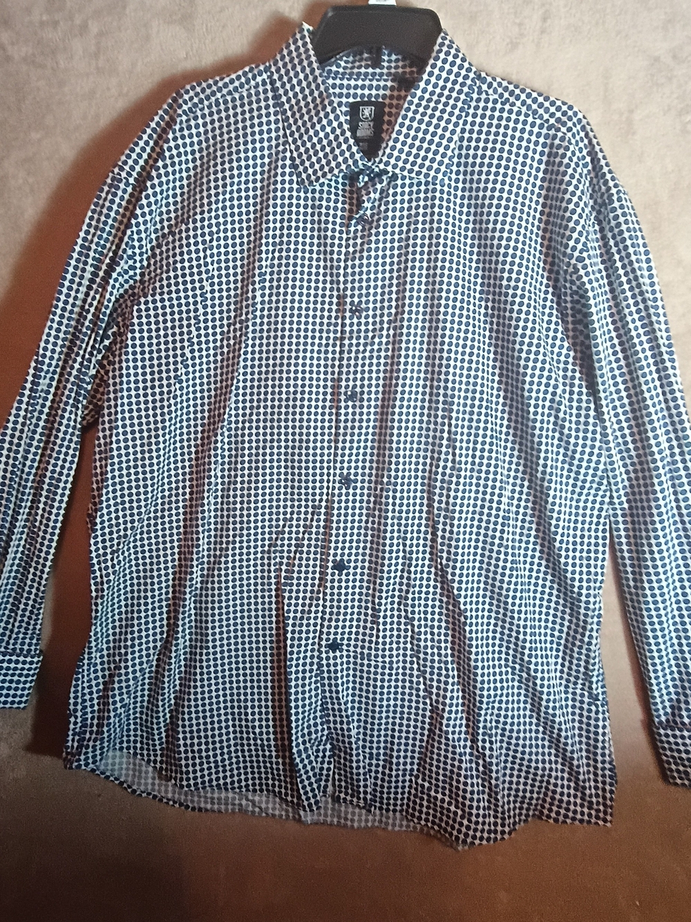 Stacy Adams Long Sleeve Blue And White Dress Shirt 18.5 34/35 Button Up